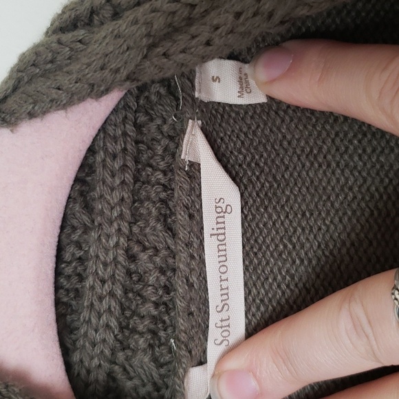 Soft surroundings chunky cardigan toggle closure, olive green, women size Small - Picture 5 of 9